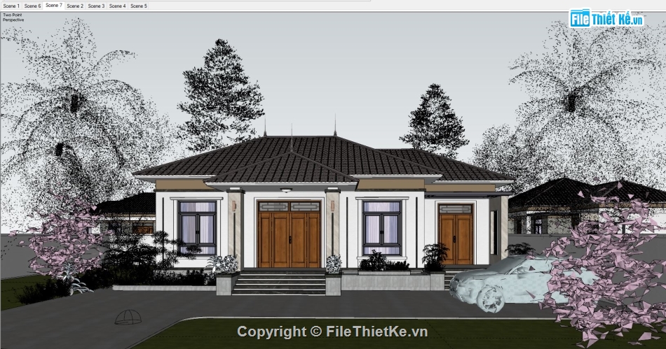 biệt thự 1 tầng 16.2x10m,Model su biệt thự 1 tầng,Biệt thự 1 tầng file sketchup,sketchup biệt thự 1 tầng,Biệt thự 1 tầng file su